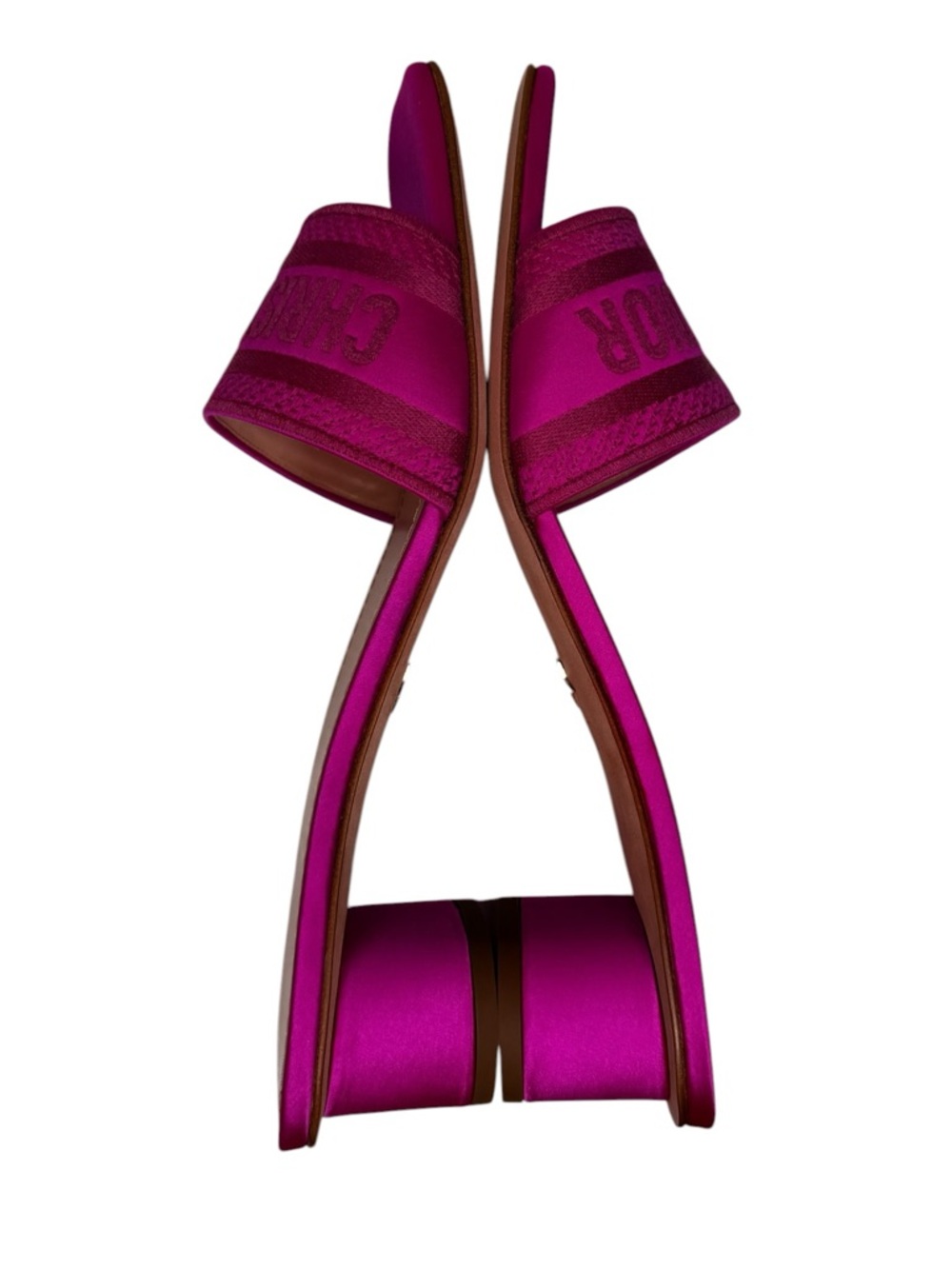 Christian Dior Dway Slide Sandals Rani Pink Satin Heeled Resort Vacation 41 NWT - Picture 6 of 10